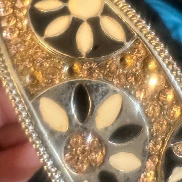 Vintage Crystal Rhinestone Clamper Bracelet Silver Tone Light Pink Boho Art Deco - Picture 6 of 6